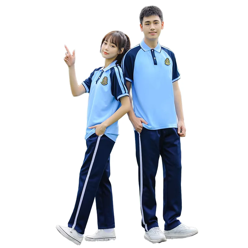 Breathable-Cotton-Children-High-School-Student-School-Uniform-Sports-Set-Custom-Logo-PE-Tracksuit-Unisex