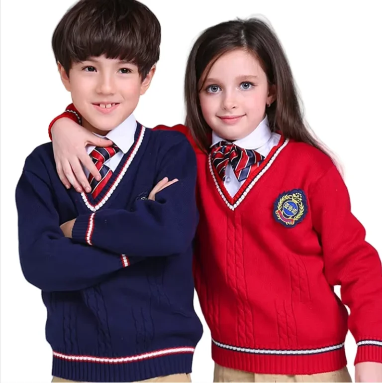 Breathable-Cotton-Classic-Toddler-Girls-Middle-School-Students-Sweater-Uniform-Pullover-Striped-V-neck-Autumn