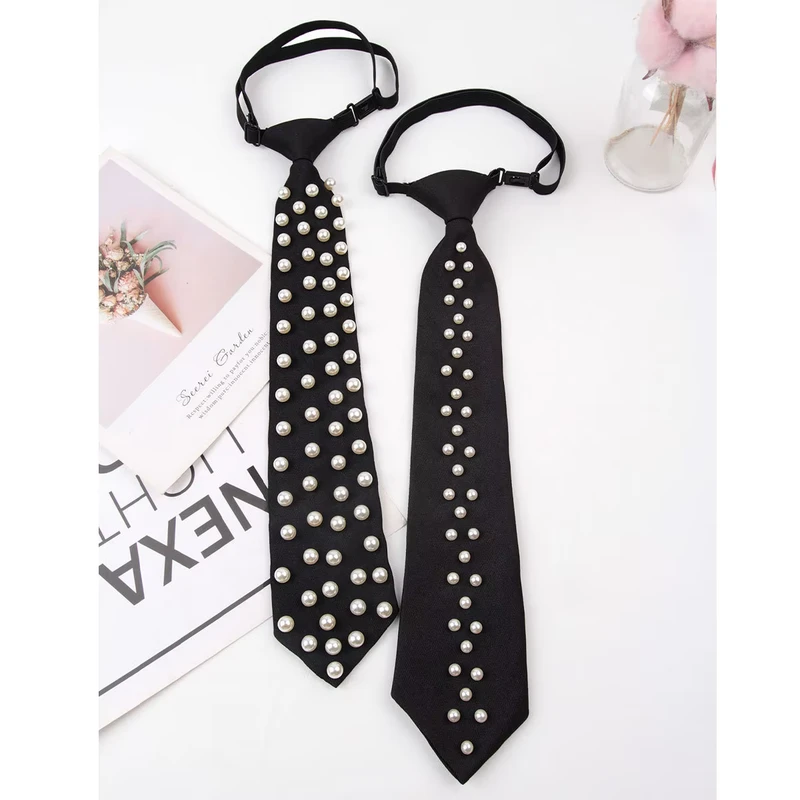 Breathable-Polyester-Casual-Pearl-Womens-Ties-School-Uniform-Accessories