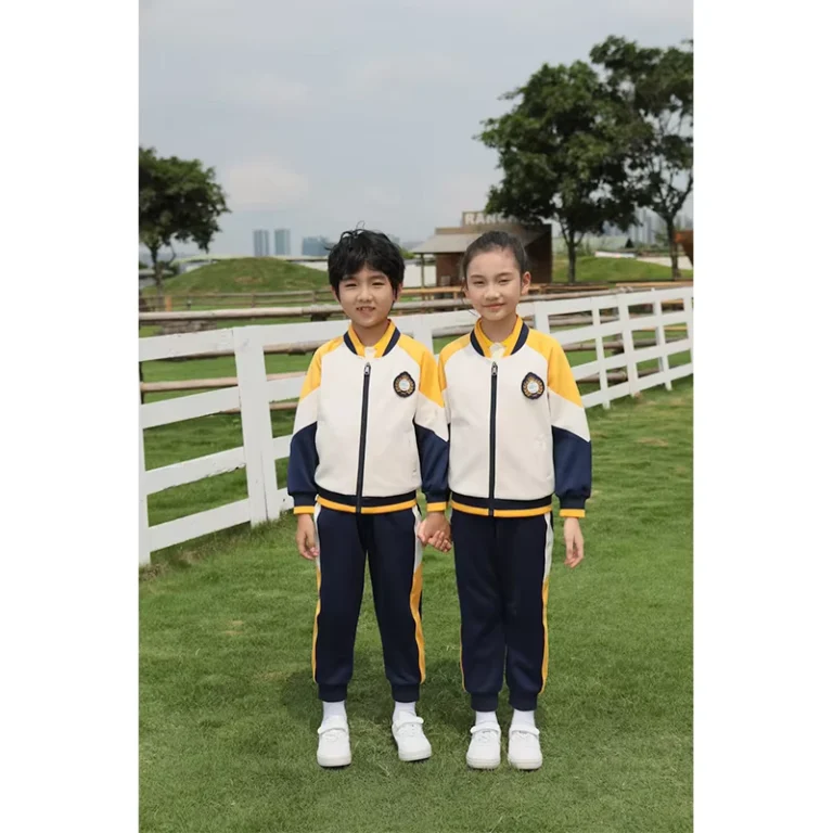 Bright-Yellow-Navy-Blue-Spring-Autumn-Thick-School-Student-Sport-Suit-Uniform-Sport-Wear-School-Uniform-Set