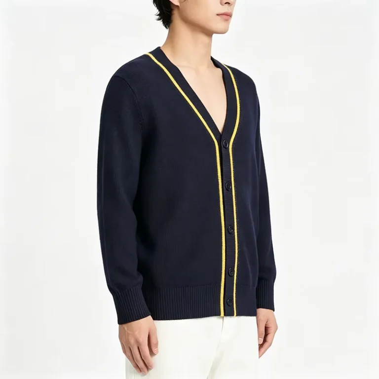 British-College-Style-Cardigan-Sweater-Childrens-School-Uniform-Unisex-V-Neck-Long-Sleeve-Knitted-100-Cotton