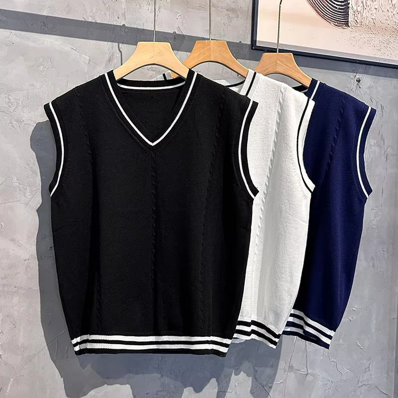 British-College-Style-Sleeveless-JK-Sweater-Vest-School-Uniform-V-neck-Japanese-Unisex-Students-Korean-Knitted-Vest