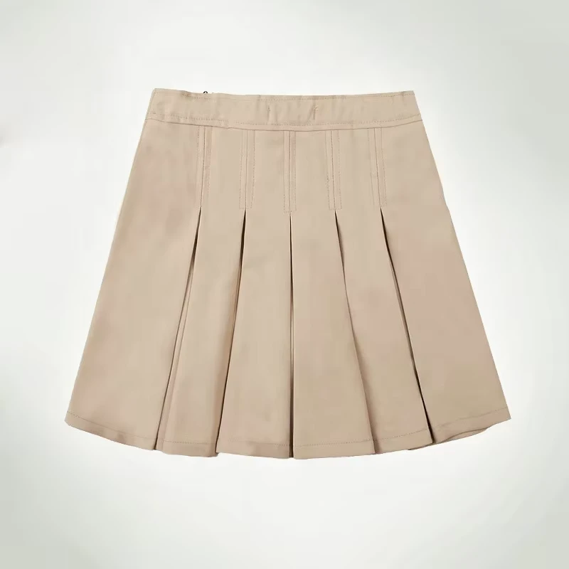 British-Khaki-Student-Girl-Skirt-All-match-Autumn-Dress-Pleated-Skirt-Girl-Dress-School-Uniforms