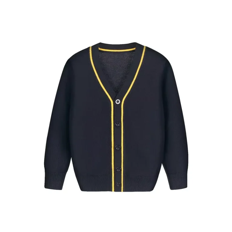 British-Style-College-Style-Cardigan-Sweater-Childrens-School-Uniform-Unisex-V-Neck-Long-sleeved-Knitted-100-Cotton