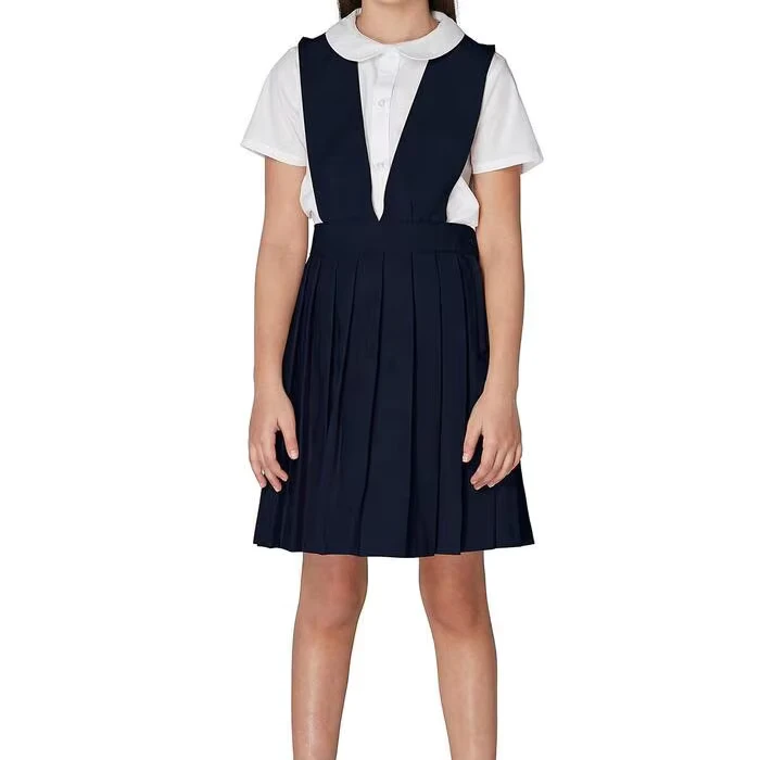 British-Style-Custom-V-neck-Pleated-Jumper-Sweet-Cute-Sleeveless-Girl-Skirt-School-Uniform