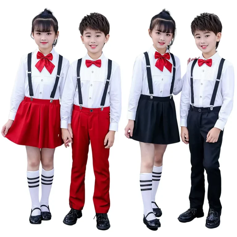 British-Style-Kids-School-Uniform-Set-Childrens-Chorus-Performance-Wear-Primary-School-Suit-with-Suspenders-and-Bow-Tie