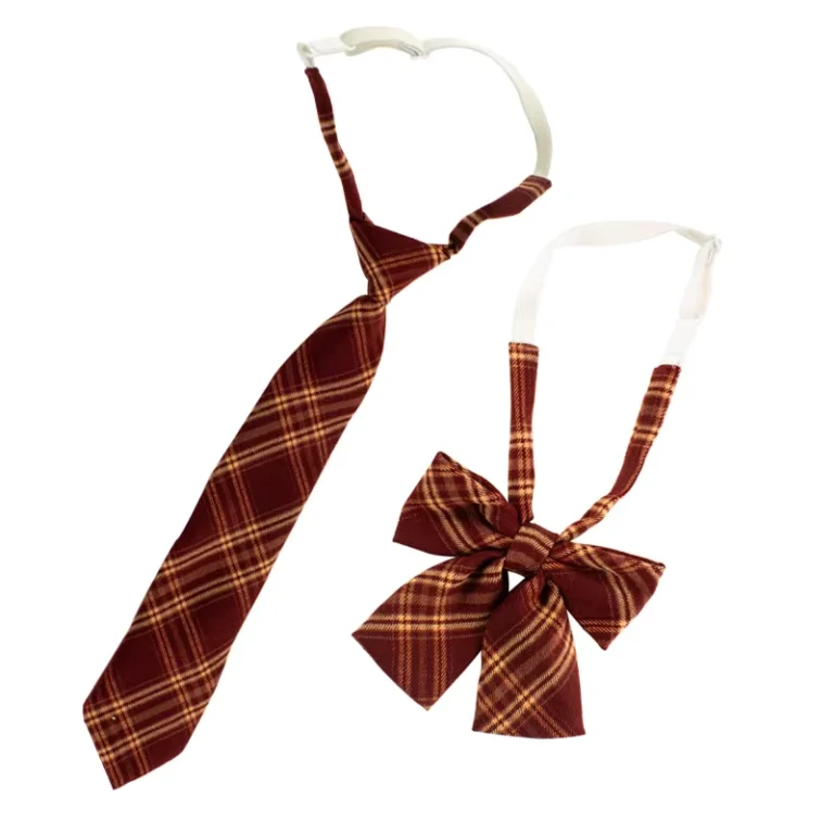 British-Style-Multi-Color-Plaid-Uniform-Necktie-and-Bowtie-Set-Polyester-and-Cotton-Material-for-School-Use