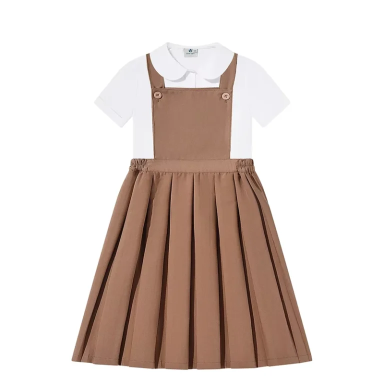 Brown-Dress-Short-Sleeve-Shirts-Gray-Dress-Uniform-School-Uniform-Girls-Pinafores-Shirt-Set-for-Class-Girls-Student