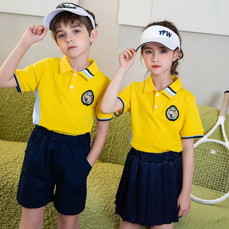 Bulk-Sport-Custom-Badge-School-PE-Uniform-Yellow-Custom-Polo-Kids-Kindergarten-Primary-Pre-school-School-Uniform-Design