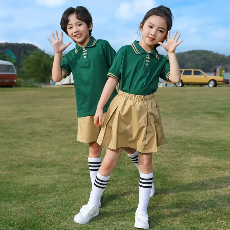 Bulk-Supply-School-Uniforms-for-Primary-School-Green-Polo-Style-School-Uniform-Set-Kids-Polo-Shirt-with-Shorts-and-Skirts