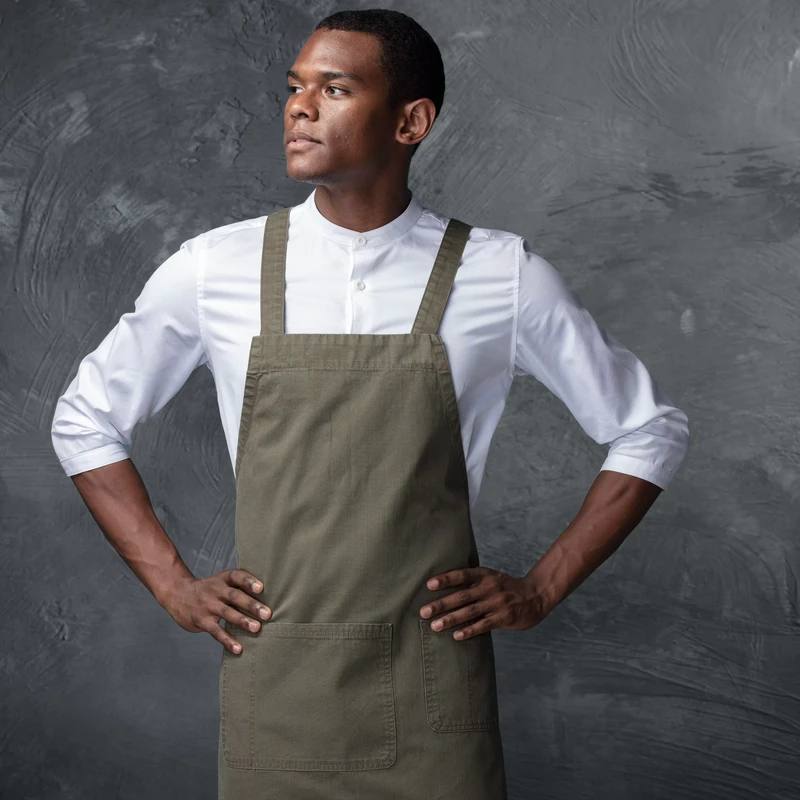 CHECKEDOUT-New-Style-100-Cotton-Baker-bar-Bib-Apron-for-Restaurants-and-Hotel-Kitchen-Workwear-Black-Aprons