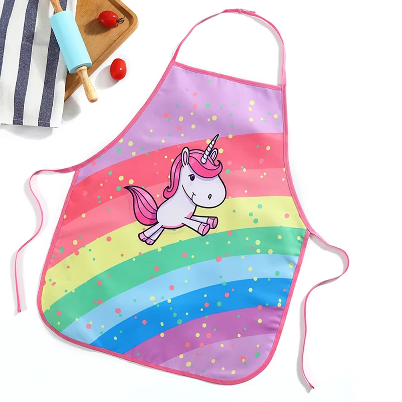 Cartoon-Waterproof-Kitchen-Baking-Classroom-Painting-Activity-Non-Woven-Unicorn-Apron-for-Kids-Art-Children
