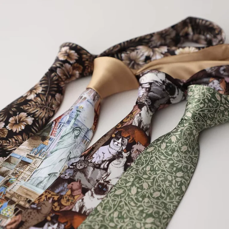 Casual-Fashion-Version-Retro-Korean-Printed-Silk-Tie-Men-Harbor-Wind-Stage-Performance