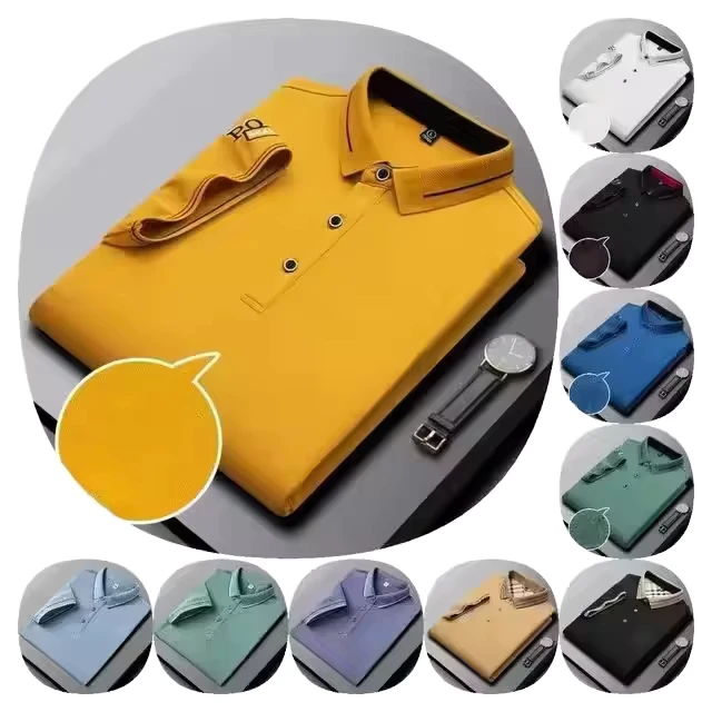 Casual-Work-and-School-Uniform-for-Polo-Shirt-Cotton-Polyester-Anti-Wrinkle-Embroidered-Solid-Pattern-Knitted-Fabric-1