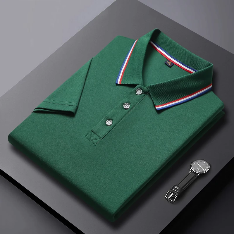 Casual-Work-and-School-Uniform-for-Polo-Shirt-Cotton-Polyester-Anti-Wrinkle-Embroidered-Solid-Pattern-Knitted-Fabric