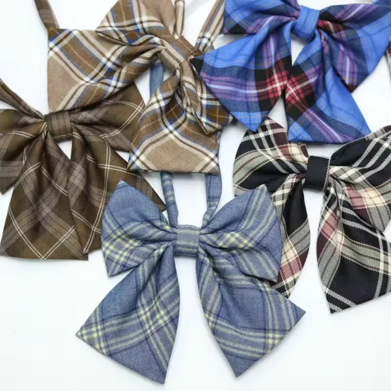 Checked-Style-Bow-Knot-Tie-Adjustable-Straps-Cotton-JK-School-Uniform-Bow-Tie