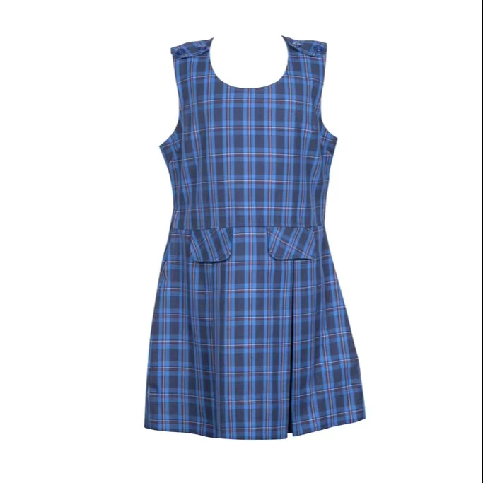 Checks-Pattern-Design-School-Uniforms-Primary-School-Girl-Pinafore-Dress-Uniform