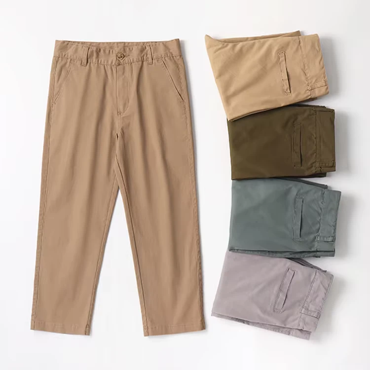 Children-Boys-School-Uniform-Twill-Flat-Front-Khaki-Pants-Custom-Logo-Stretch-Chino-Dress-Pants-for-Kids-Boys