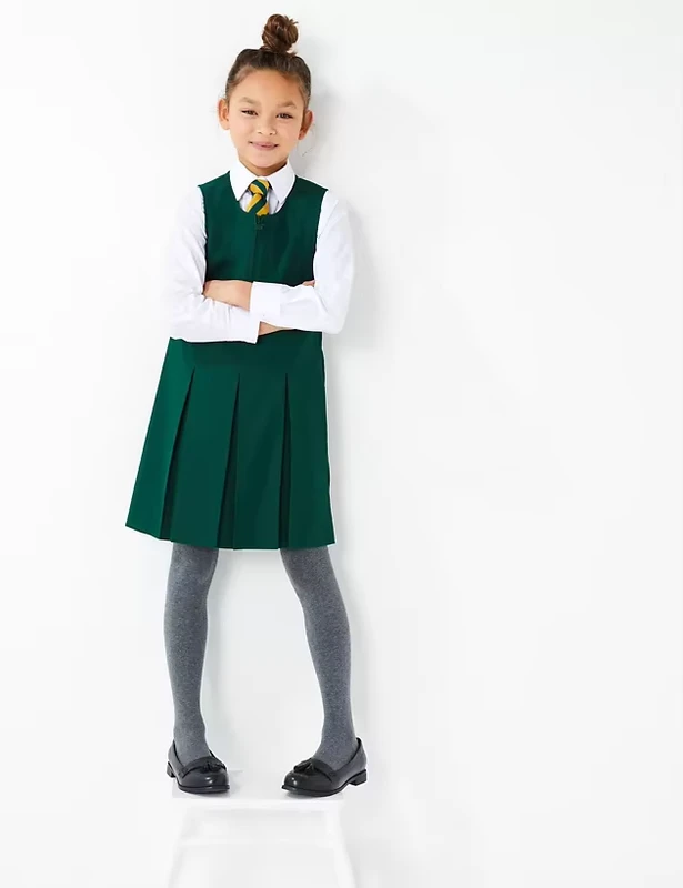 Children-Pinafore-School-Uniform-Girls-Dress-Custom-Logo-Summer-100-Pcs