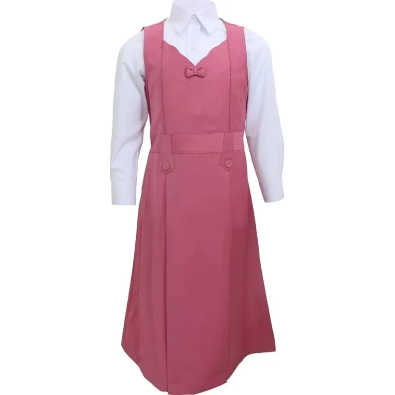 Children-Primary-School-Uniform-Designs-V-Neck-Pink-Long-Dress-and-Shirt-Set-Girls-School-Uniform