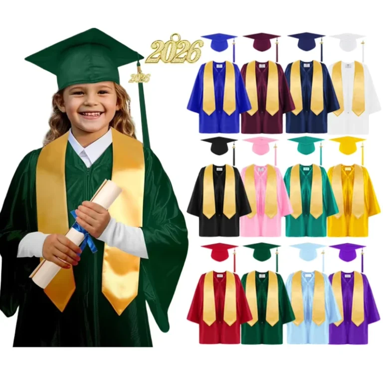 Children-Shiny-12-Colors-Polyester-Graduation-Gowns-and-Caps-for-Kindergarten-Kids-Dress