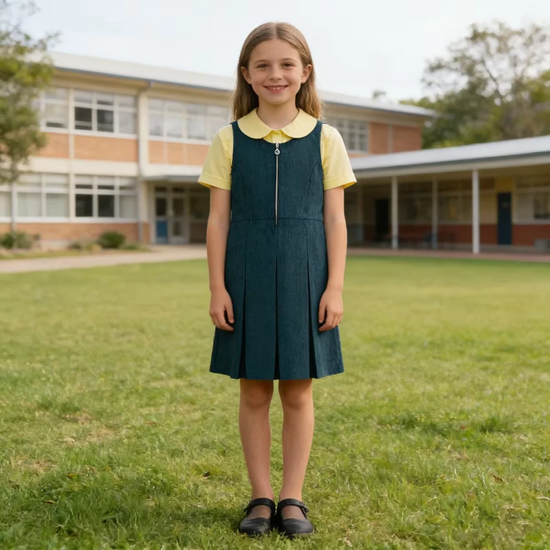 Children-Student-Wear-Clothes-Set-Yellow-Short-Sleeve-Shirts-Navy-Dress-Uniform-School-Uniform-Girls-Navy-Pinafores-Shirt-Set