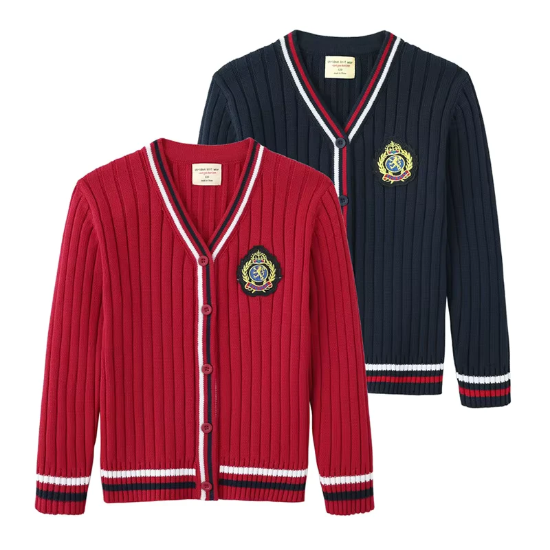 Children-Students-Class-Clothes-School-Uniform-Clothes-Knitted-Cardigan-Big-Children-College-Style-Sweater-Coat