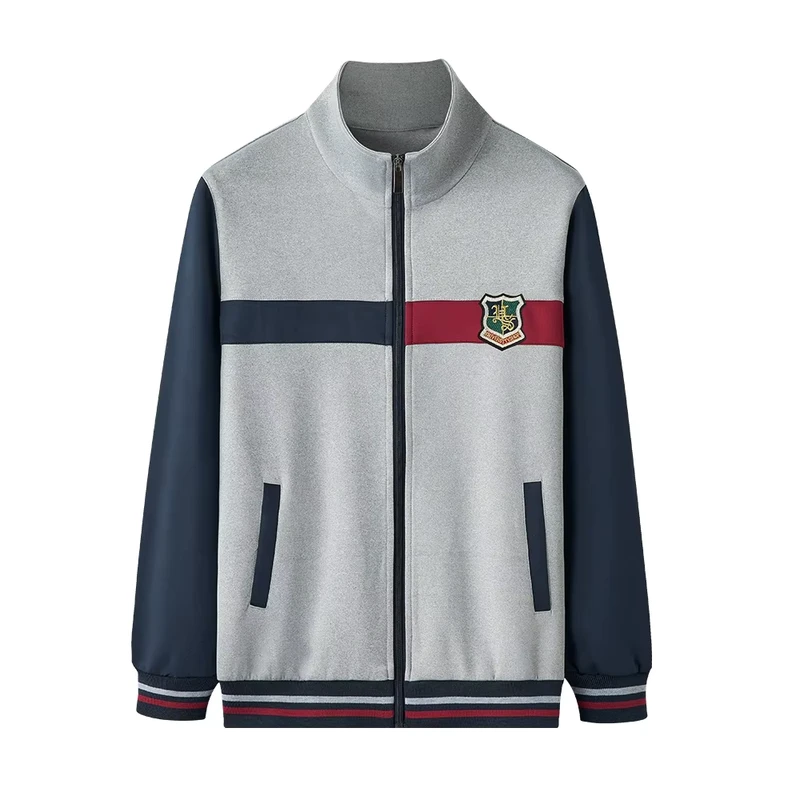 Children-Unisex-Grey-Navy-Winter-Sports-Style-Tracksuit-School-Uniform-Baseball-Jacket-Pants-Custom-Set