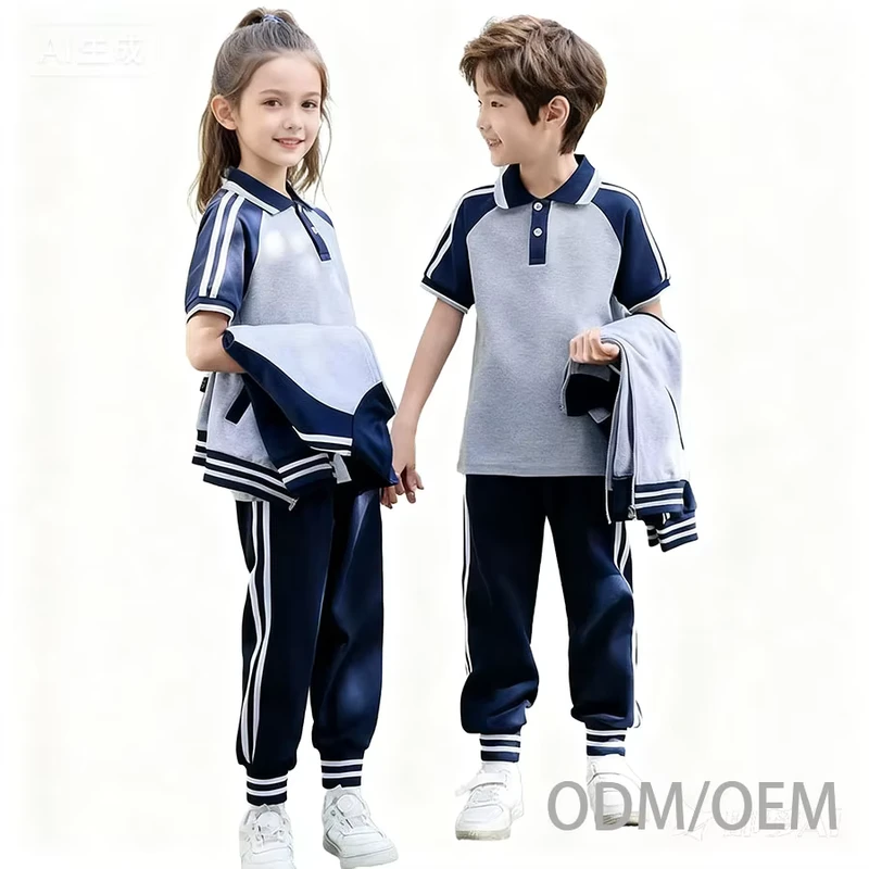 Childrens-Academy-Three-Piece-Primary-School-Uniform-Set-POLO-Shirt-Sports-Suit-for-Boys-Girls-Logo-Custom-School-Uniforms