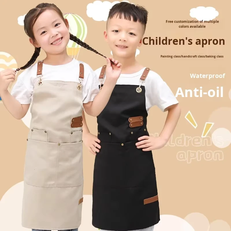 Childrens-Chefs-Uniform-Apron-Custom-Logo-Digital-Print-Parent-Child-Boys-Girls-Canvas-Waterproof-Restaurant-Bar
