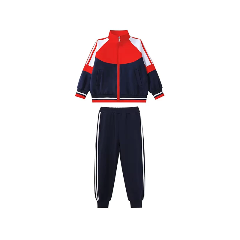 Childrens-Custom-Cotton-Two-Piece-Sportswear-Set-Unisex-for-Kindergarten-Primary-Middle-School-Uniform