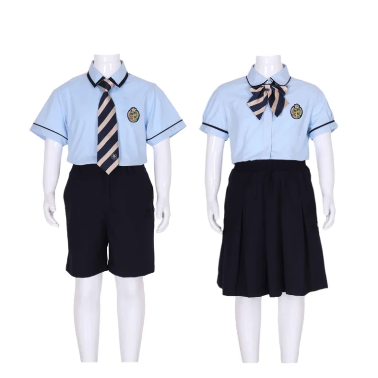 Childrens-Primary-School-Uniform-Set-Custom-Color-Size-Blue-Shirts-Pleated-Skirts-for-Kindergarten-Primary-School