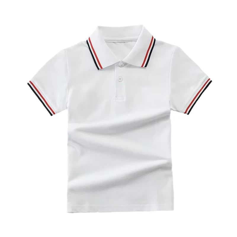 Childrens-Pure-Cotton-Polo-T-Shirt-Knitted-School-Garden-Uniform-with-Custom-Logo-Embroidery-for-Boys