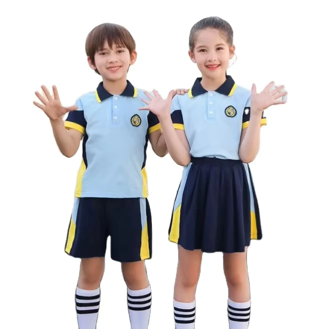 Childrens-School-Uniform-Summer-Sportswear-Short-Sleeve-Cotton-Fabric-Design-Student-Color-Combination-School-Tracksuit