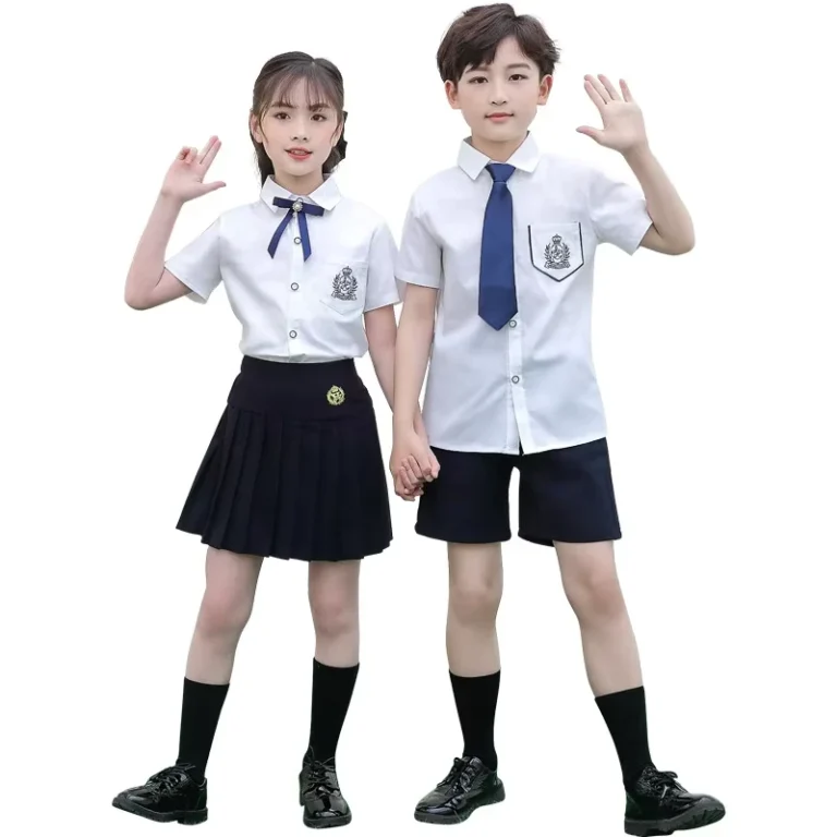 Childrens-Summer-Dress-Kindergarten-to-College-Style-Short-Sleeve-Shirt-Primary-and-Secondary-School-Graduation-Uniform-Set