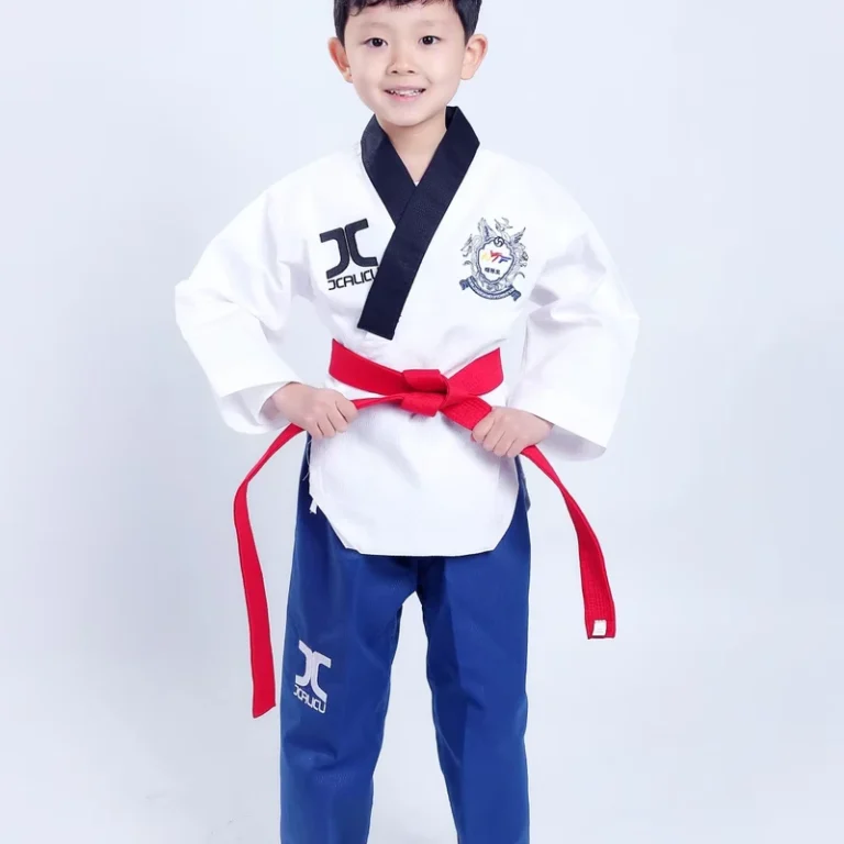 Childrens-Training-Taekwondo-Dobok-Uniform-with-Digital-Print-Embroidery-Black-Belt-Unisex-Polyester-Cotton-Material