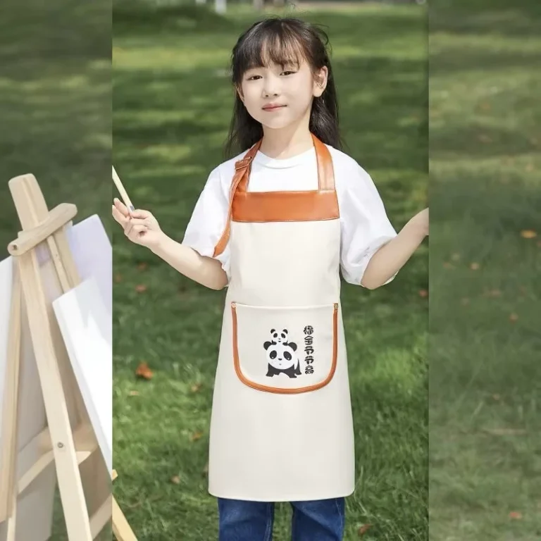 Childrens-Waterproof-Canvas-Polyester-Unisex-Apron-Neck-wrap-Style-Durable-Custom-Logo-Printing-Restaurant-Bar-Use