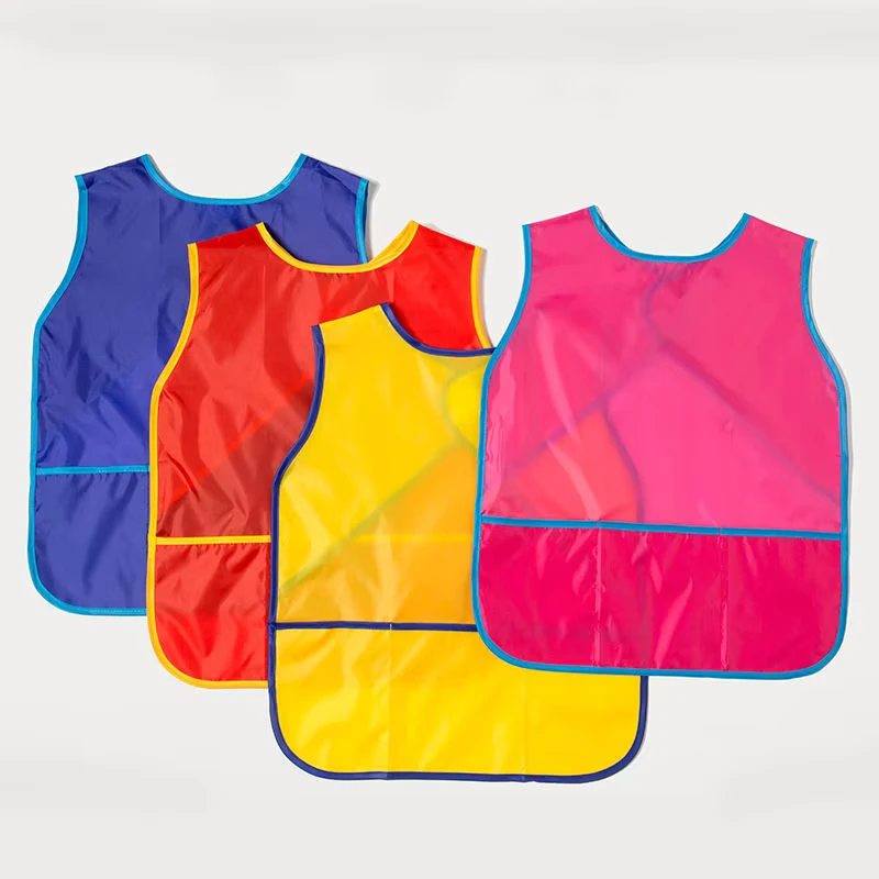 Childrens-Waterproof-Long-sleeved-Apron-Sets-for-Kindergartens-Baby-Painting-Nylon-Pockets