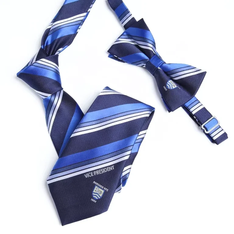 China-Manufacturer-Necktie-Supplier-High-Quality-Custom-Made-Navy-Woven-Jacquard-School-Uniform-Tie-and-Bow-Tie-Sets