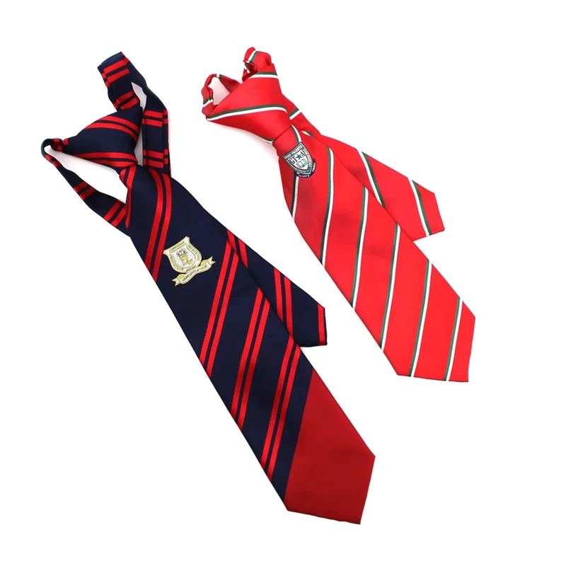 China-Necktie-Microfiber-Polyester-Woven-Logo-Stripes-Custom-Uniform-Striped-Pre-tied-School-Ties-Children
