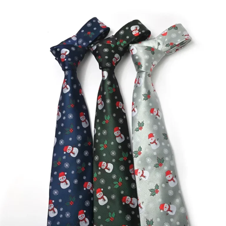 Christmas-Mens-Tie-Deep-Blue-Cartoon-Snowman-Snow-Holly-Berry-Formal-Tie-Christmas-Party-Festival