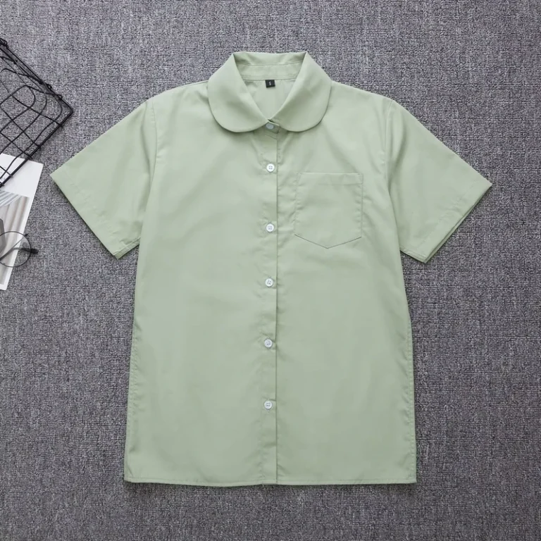 Classic-Design-Short-Sleeve-Chest-Pocket-Light-Green-Preppy-School-Top-Uniform-Shirt-School-Shirt-Student-Daily-Wear