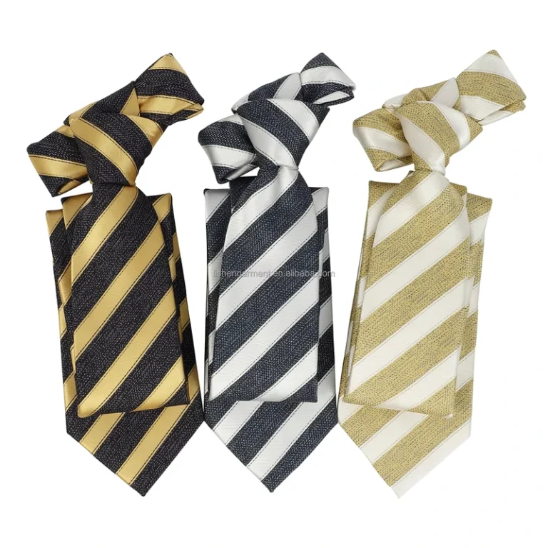 Classic-Fashion-Striped-Embroidered-School-Uniform-Neck-Ties-for-Men-Durable-Polyester-Orange