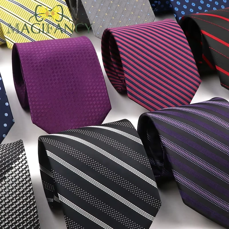 Classic-Gentleman-8cm-Polyester-Men-Tie-Stripes-Polka-Dot-Pattern-Suitable-Banquets-Office-Daily-Wear-Exquisite-Clothing-Gift