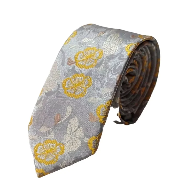 Classic-Mens-Gray-Floral-Jacquard-Necktie-Elegant-Design-Finish-Business-Weddings-Polyester-Formal-Ties