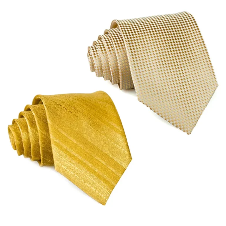 Classic-Mens-Jacquard-Necktie-Gold-Check-Design-Polyester