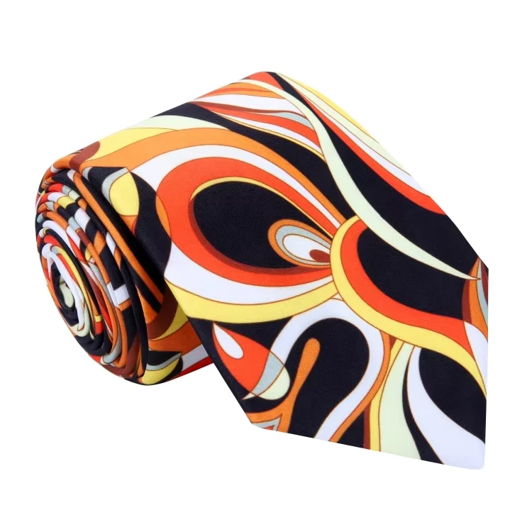 Classic-Orange-Floral-Tie-Soft-Woven-100-Polyester-Eco-Friendly-Durable-Mens-Neckties-for-Wedding-Gift