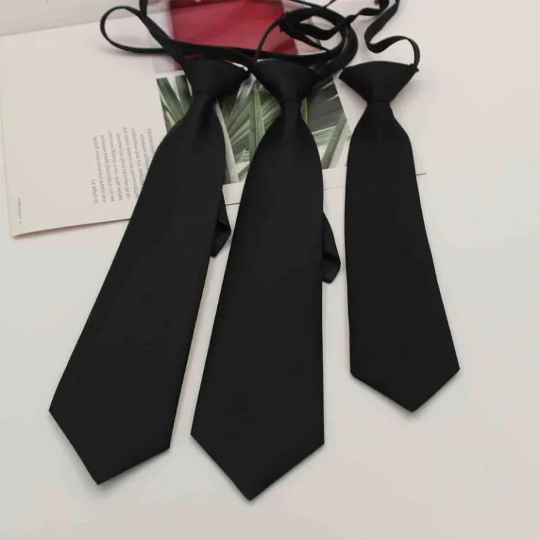 Classic-Stylish-Pure-Black-Polyester-Elastic-Zip-Ties-Floral-Print-Preppy-Casual-Tie-for-Men-and-Women-with-Zipper-Design