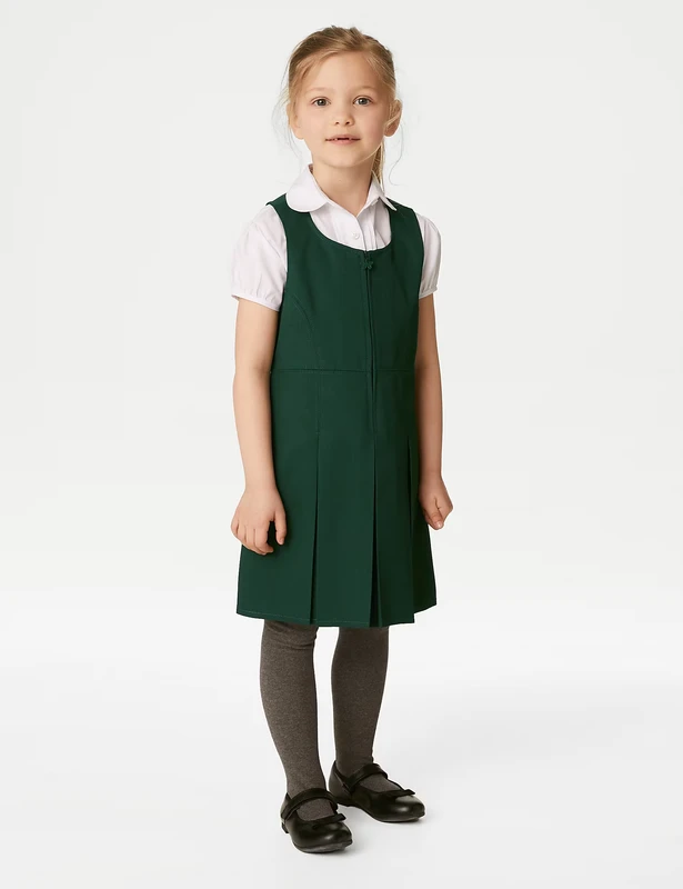 Classical-Primary-School-Sleeveless-Front-Zipper-Jumper-Pinafore-School-Uniforms-Dress-Girls-Pleated-School-Pinafore