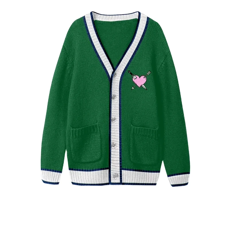 Classical-School-Cardigan-Students-Design-V-Neck-Long-Sleeve-Rib-on-Bottom-Cuff-School-Uniform-Knitting-Girl-School-Cardigan